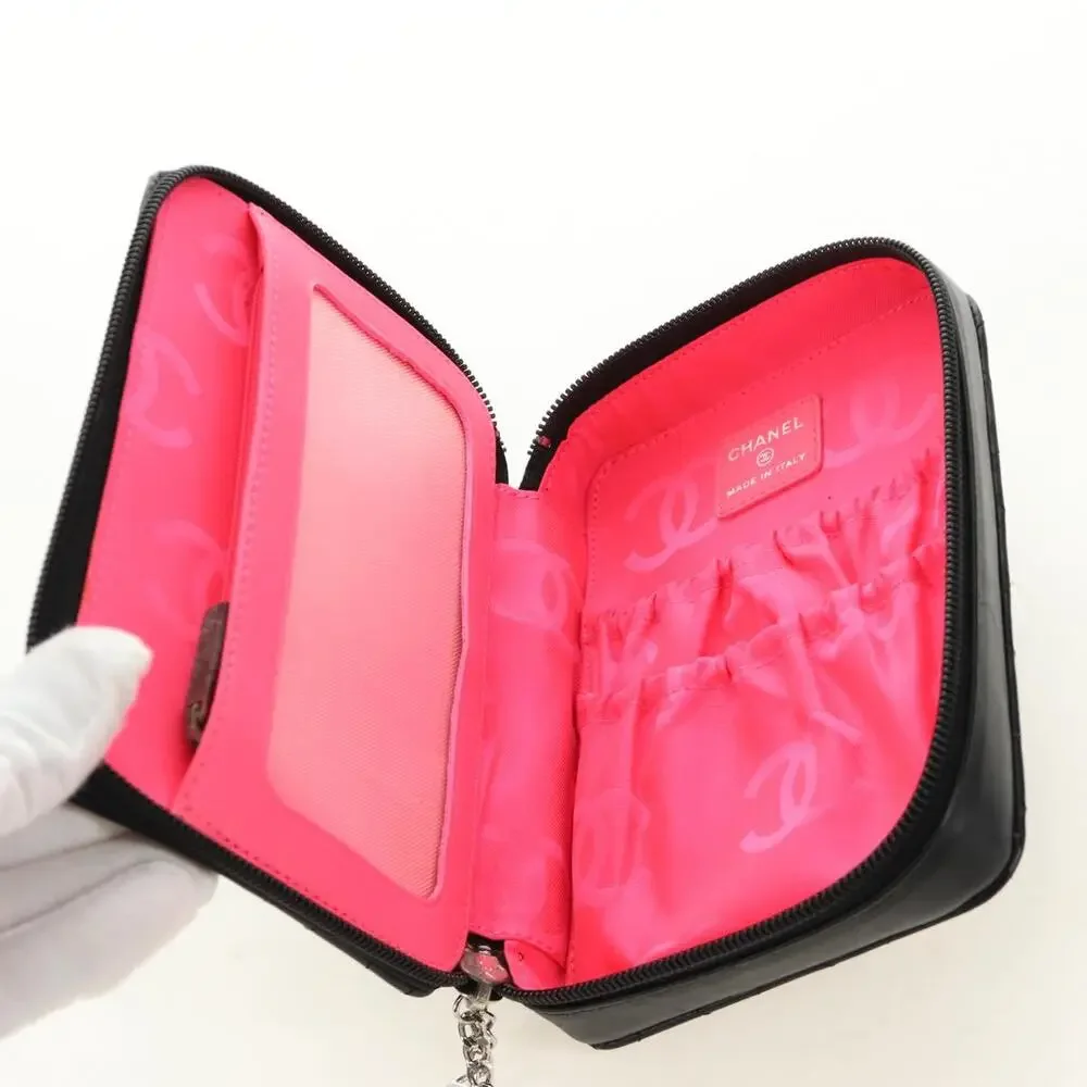 Chanel Calfskin Quilted Cambon Zip Around Cosmetic Pouch